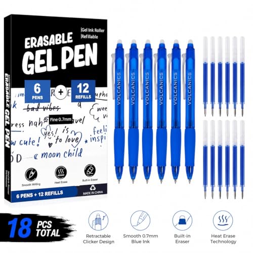 Retractable Erasable Gel Pens (18 Count)