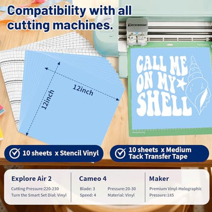 Blue Stencil Vinyl Adhesive Masking Film with Anti (10 Count)