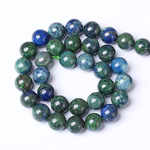 12mm 31pcs Natural Gemstone Beads Lapis Lazuli Chrysocolla Phoenix Stone Round Loose Beads for Jewelry Making DIY Bracelet Necklace (16 Count)