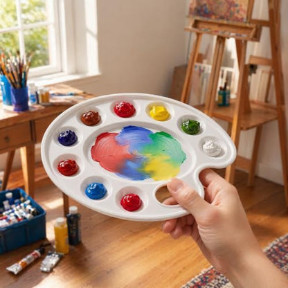 15Pcs Plastic Oval White Paint Tray Palettes for Adults to Paints