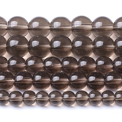 120pcs 6MM Smoky Glass Beads Round Loose Crystal Energy Beads for Jewelry Making DIY Bracelet Necklace 2 Strands 32"