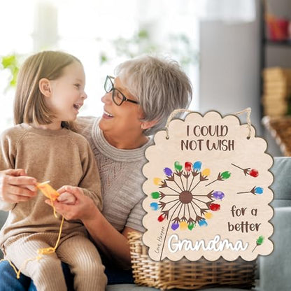 DIY Mothers Day Fingerprints Dandelion Craft Hanging Sign for Grandma
