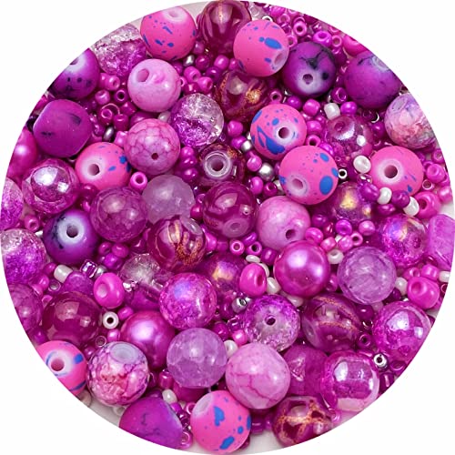 Assorted Glass Resin Beads Multi Size Colors Smooth Cracked Gravel Millet Spacer Beads for Bracelets Necklace Earring DIY Jewelry Making Craft