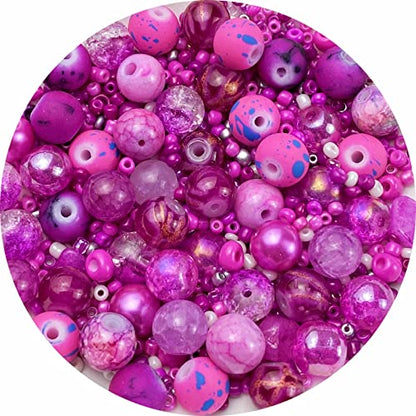 Assorted Glass Resin Beads Multi Size Colors Smooth Cracked Gravel Millet Spacer Beads for Bracelets Necklace Earring DIY Jewelry Making Craft