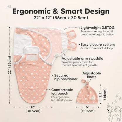 3pk Organic Swaddles for Newborns Girls (3 Count)