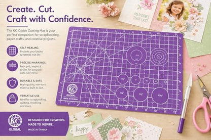 A4 (13"x9") Professional Grade Self-Healing Double-Sided PVC Cutting Mat (Purple) - Odor-Free, Eco-Friendly, Non-Slip, Premium Desk Mat for DIY, Crafting, Model Building and Art Projects