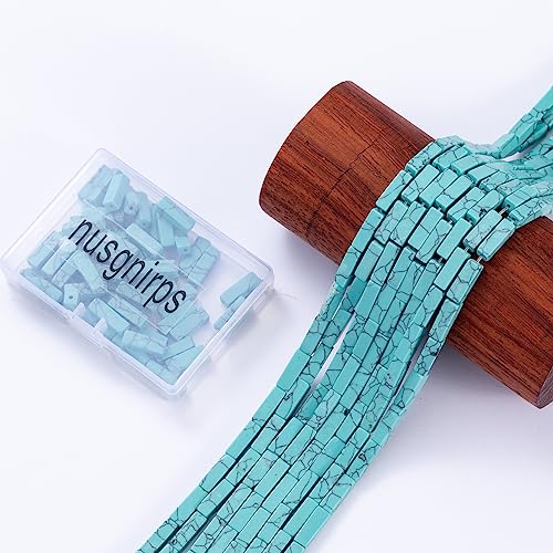 Natural Blue Turquoise Rectangle Tube Beads 4x13mm 38cm (28 Count)