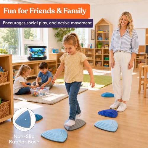 10 Stepping Stones for Kids Indoor and Outdoor Balance Blocks Promote Coordination (10 Count)