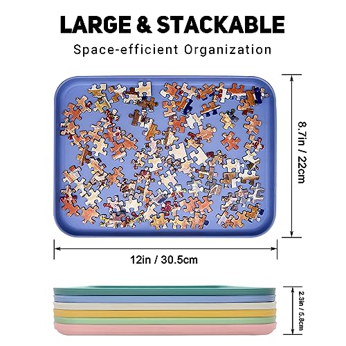 12" x 8.7" Puzzle Sorting Trays Stackable (6 Count)