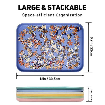 12" x 8.7" Puzzle Sorting Trays Stackable (6 Count)