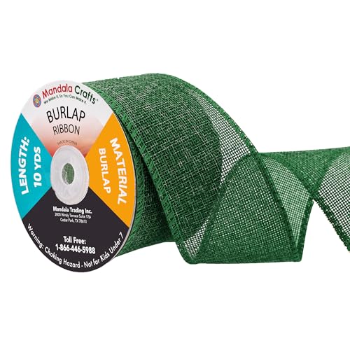 2 1 2 Inch Wide Green Burlap Ribbon for Crafts (60 Foot)
