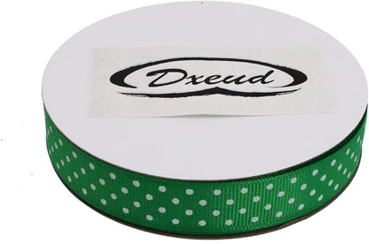 Polka Dot Grosgrain Ribbon 25 Yard Each Roll 100% Polyester (5/8", Green) - Crafty Corner