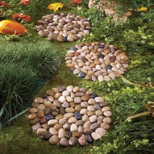 Garden Stepping Stones Outdoor Round River Stone Decorative Nature River Rocks for Landscaping Outside Walkway Patio Yard Garden Pathway