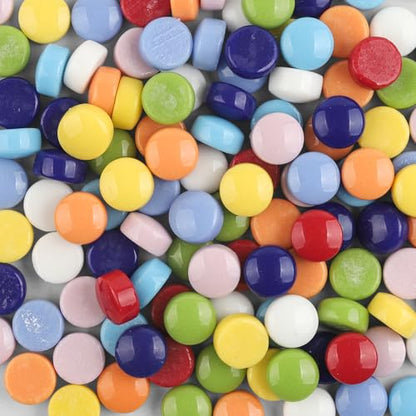 200g Glossy Round Glass Mosaic Tiles for Crafts Bulk (7.05 Ounce)