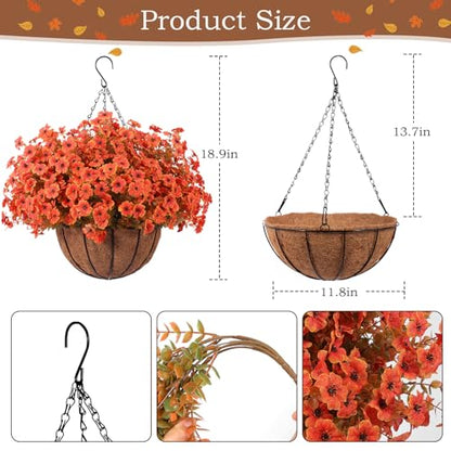24 Pcs Artficial Outdoor Flowers with Hanging Baskets (2 Count)