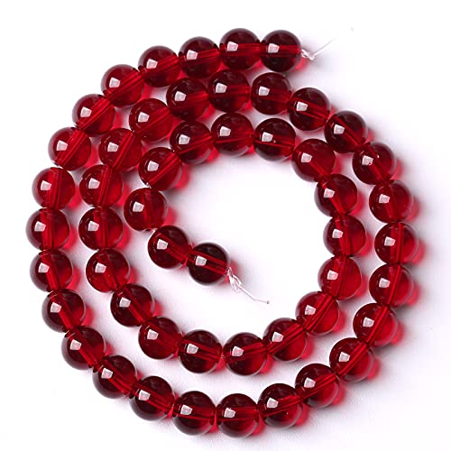 Smooth Garnet Red Glass Crystal Round Loose BeadsFor Jewelry Making DIY Bracelet Necklace Accessories 10mm 40pcs 15" Strand (16 Count)