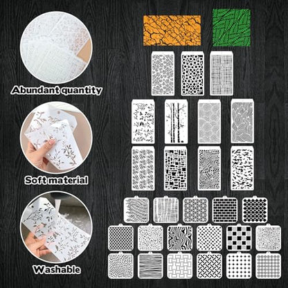 30 Pcs Abstract Layering Stencils for Painting (30 Count)