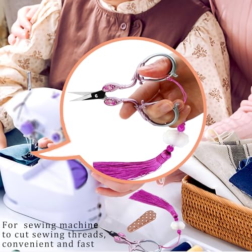 Cross Stitch Scissors Sharp Stainless Steel Dressmaker Scissor with Cover Tassel Vintage Needlework Shears for Embroidery Sewing Machine Needlework Beading DIY Threading