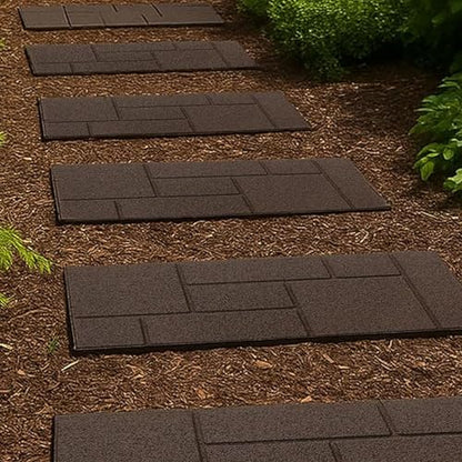 4 Pack 24”x10” Fake Cobblestone Rubber Stair Treads