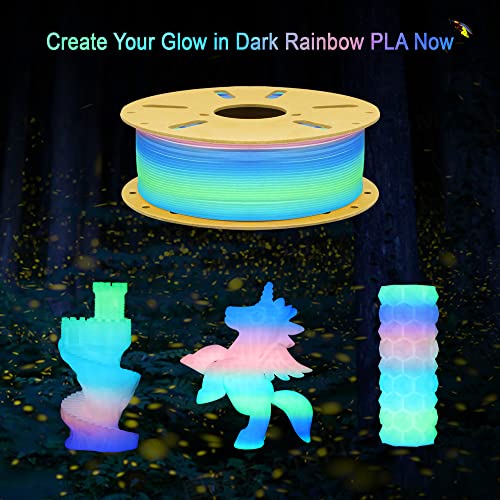 Glow in Dark Rainbow PLA 3D Filament (35.27 Ounce)