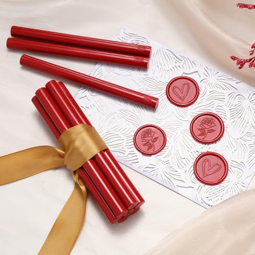 15Pcs Dark Red Glue Gun Sealing Wax Sticks for Wax Seal Stamp (15 Count)