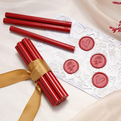 15Pcs Dark Red Glue Gun Sealing Wax Sticks for Wax Seal Stamp (15 Count)