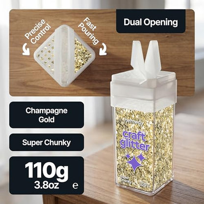 Craft Glitter Shaker Champagne Gold 110g Super Chunky (3.9 Ounce)