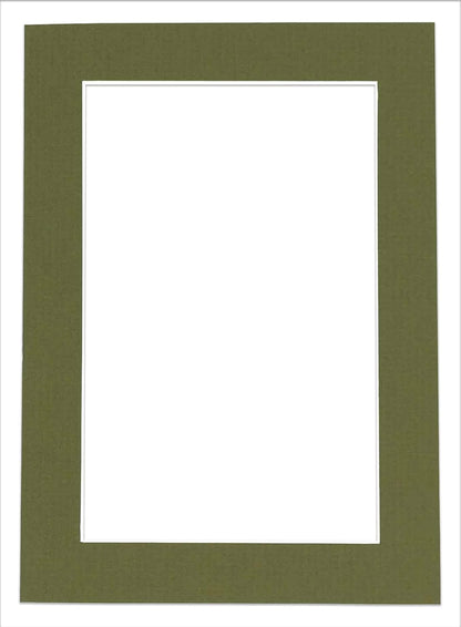 8x10 Mat Bevel Cut for 5.5x8.5 Photos - Acid Free Dill Green Precut Matboard With Backing Board and Crystal Clear, Self Seal Photo Mat Bag - For Pictures, Photos, Framing - 4-ply Thickness
