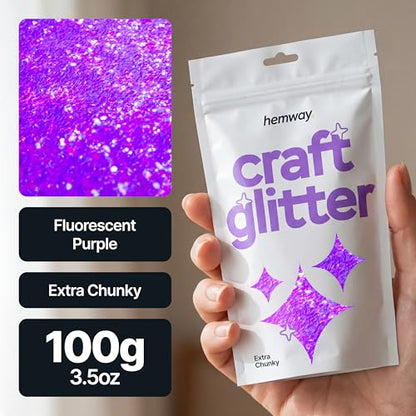 Craft Glitter Fluorescent Purple 100g Extra Chunky Glitter (3.5 Ounce)