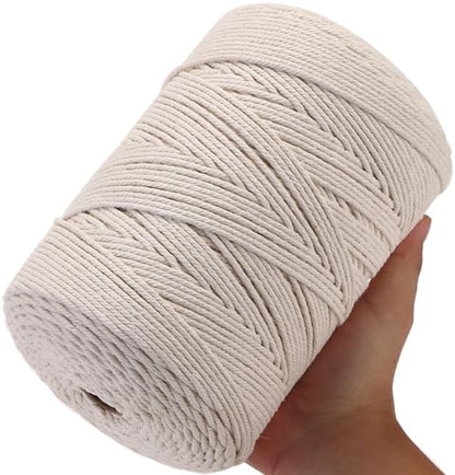 Macrame Cord 3mm x 546yards Natural Macrame Cotton Rope Colored Macrame Rope Soft Cotton Cord Macrame Supplies Craft Rope Macrame Yarn for Plant Hanger Wall Hanger Dreamcatcher (1638 Foot)
