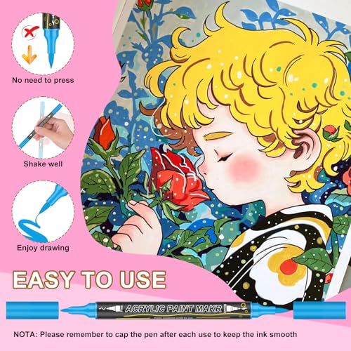 144 Colors Dual Tip Acrylic Paint Markers (72 Count)