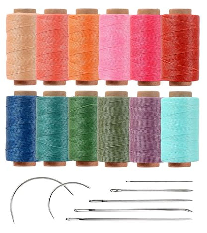 12 Colored Waxed Polyester Thread