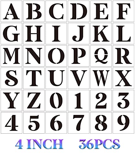 Letter Stencils for Painting 4" Alphabet Stencils (36 Count)