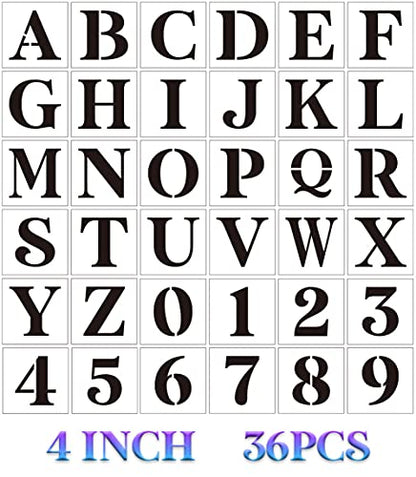 Letter Stencils for Painting 4" Alphabet Stencils (36 Count)