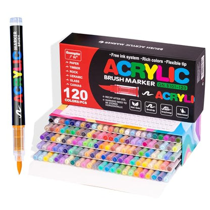 120 Colors acrylic paint markers for stones (120 Count)
