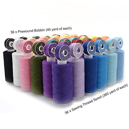 72Pcs Bobbins Sewing Threads Kit