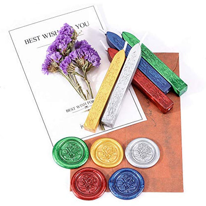 5Pcs Christmas Sealing Wax Sticks with Wicks for Wax Seal Stamp (5 Count)