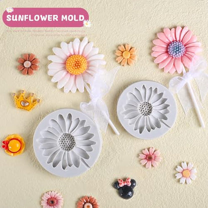 2Pcs Chrysanthemum Flower Silicone Mold for Fondant Cake Decorating