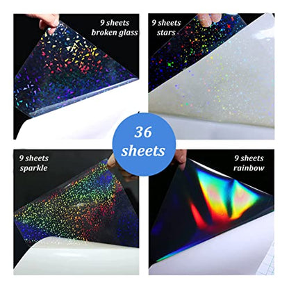 36 Sheets Holographic Sticker Paper Clear Self (36 Count)