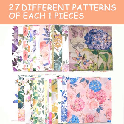 Decoupage Napkins Assorted Floral 27 Pack 27 Styles for DIY Crafting Birthday Party (27 Count)