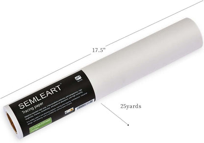 SEMLEART Artit's Tracing Paper roll,32lb/50gsm,17.5 inch x 25 Yard,Translucent Tracing Paper for Pencil, Marker and Ink - Trace Images, Sketching,Drawing