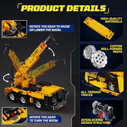 5-in-1 Building Toys STEM Robotics Kits - Remote-Controlled Excavator Engineering Kit for Kids Ages 8-16 with 535 Pieces, DIY Educational Science Kits Gift for Boys & Girls