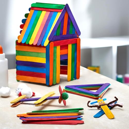 500 Colored Pcs Popsicle Sticks for Crafts (500 Count)