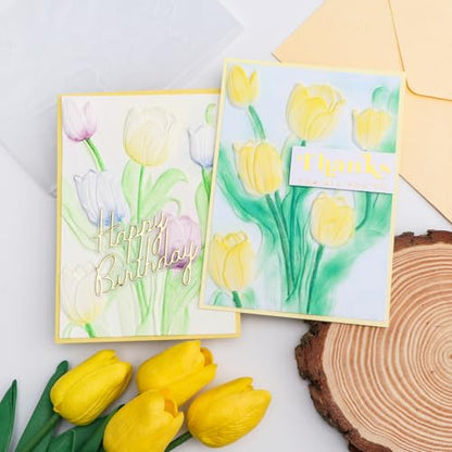 3D Flowers Theme Plastic Embossing Folders Tulip for DIY Scrapbooking Photo Album Card Paper Craft Decoration for Card Making