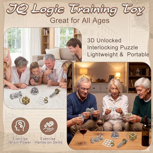 9 Pcs Metal Brain Teasers 3D Steel Puzzle Set (9 Count)