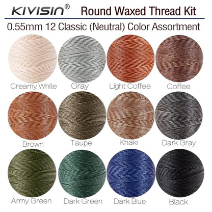 Round Polyester Waxed Thread 0.55mm (12 Color)