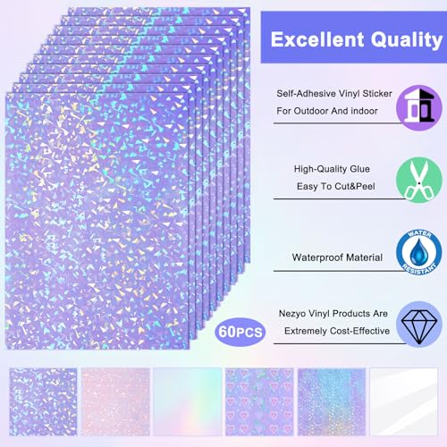 60 Sheets Holographic Laminate Sheets (60 Count)