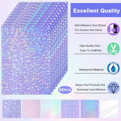 60 Sheets Holographic Laminate Sheets (60 Count)