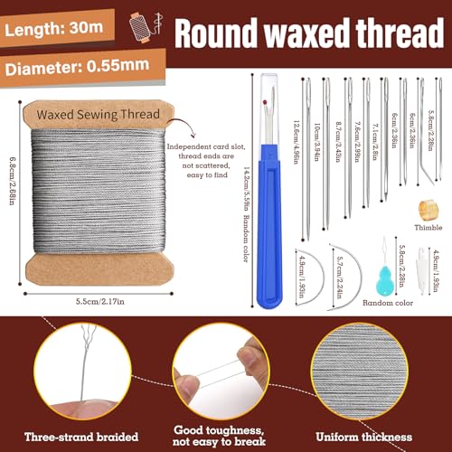 Waxed Thread 0.55mm Leather Waxed Thread Upholstery Repair Kit