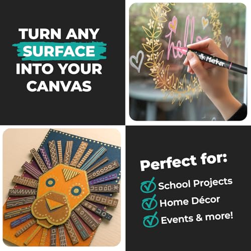 10 Metallic Dual Tip Liquid Chalk Markers for Chalkboard